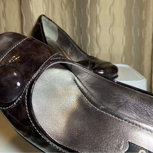 Ecco Hanna Button Pump Heel Women's 6.5 Marbled Brown Brindle Patent Round Toe - Picture 10 of 13